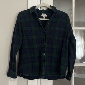 L.L. Bean Relaxed Fit Flannel in Blue and Green